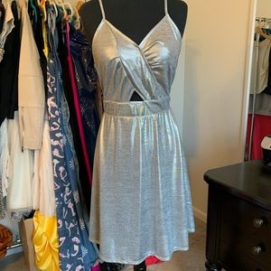 NWT Silver Skater Dress with Cutout